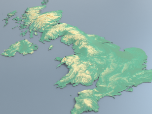 3d map - uk with relief 5k 3D Model