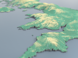 3d map - uk with relief 5k 3D Model