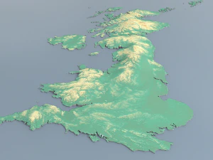 3d map - uk with relief 5k 3D Model