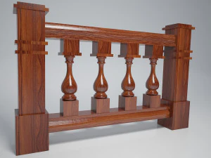 balustrade vaas hout kit 3D Model