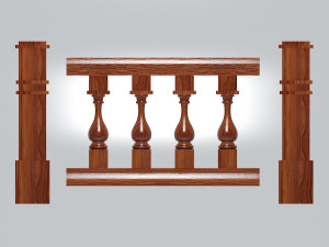 balustrade vase wood kit 3D मॉडल