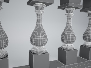 balustrade vase wood kit 3D मॉडल
