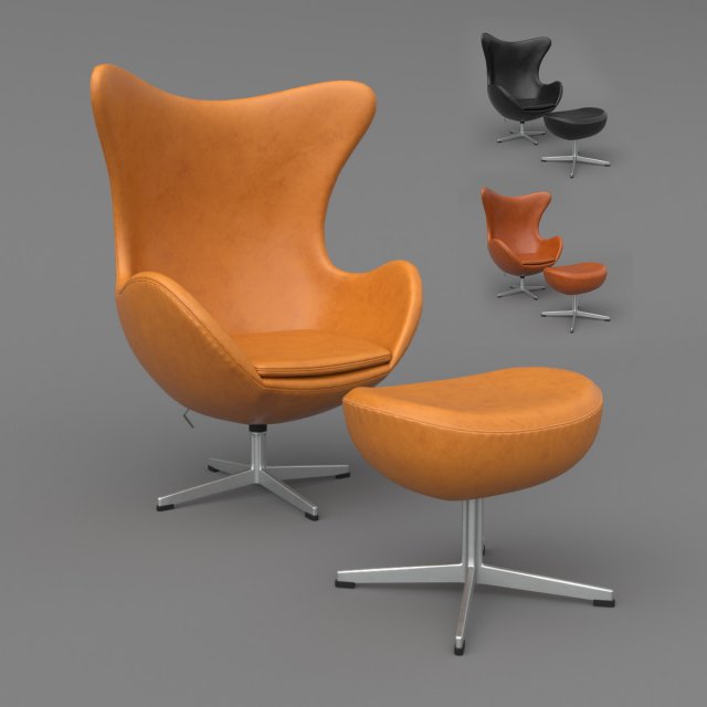 Leather egg sales chair and ottoman