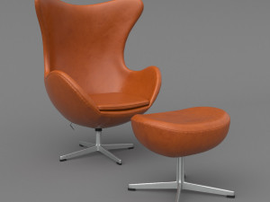 leather egg chair ottoman arne jacobsen vray corona - pbr 2k - 3 colors Model 3D
