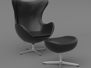 leather egg chair ottoman arne jacobsen vray corona - pbr 2k - 3 colors Model 3D