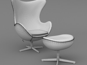 leather egg chair ottoman arne jacobsen vray corona - pbr 2k - 3 colors Model 3D