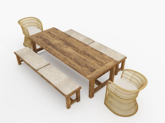outdoor dining table set 3D Model .c4d .max .obj .3ds .fbx .stl .blend 