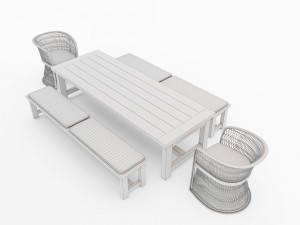 outdoor dining table set 3D Модель