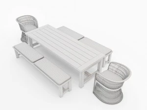 outdoor dining table set 3D Model