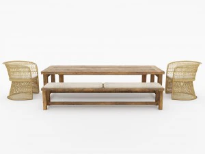 outdoor dining table set 3D Model