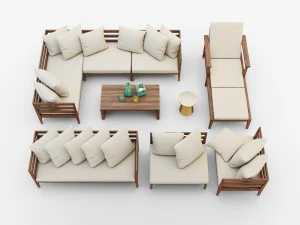 conjunto de muebles de exterior jardine west elm Modelo 3D