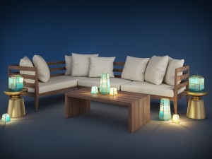 west elm jardine outdoor furniture set 3D-Modell