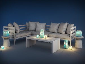 west elm jardine outdoor furniture set 3D-Modell