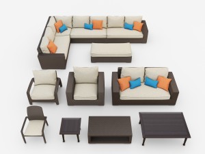 tropitone outdoor furniture set wicker 3Dモデル