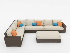 tropitone outdoor furniture set wicker 3D Model