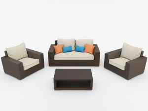 tropitone outdoor furniture set wicker 3D Model