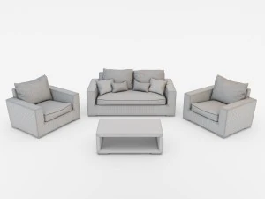 tropitone outdoor furniture set wicker 3D Model