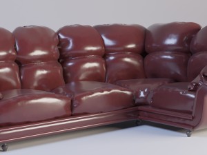 sofa leather bordo Model 3D