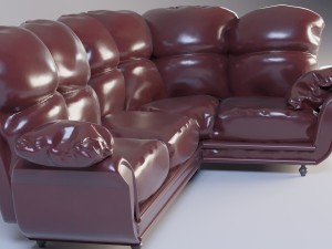 sofa leather bordo 3D Модель