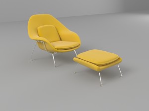 womb chair and ottoman 3D 模型