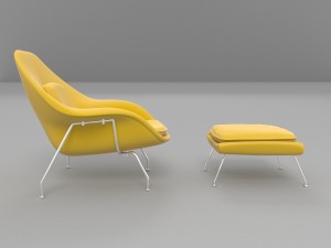 womb chair and ottoman 3D Model