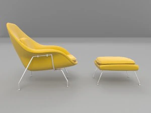 womb chair and ottoman 3D Model