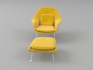 womb chair and ottoman 3D Model