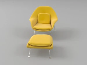 womb chair and ottoman 3D Model