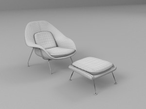 womb chair and ottoman 3D Model