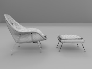 womb chair and ottoman 3D Model