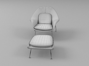 womb chair and ottoman 3D Model