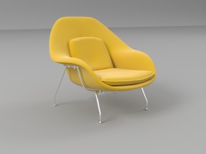 womb chair and ottoman 3D Model