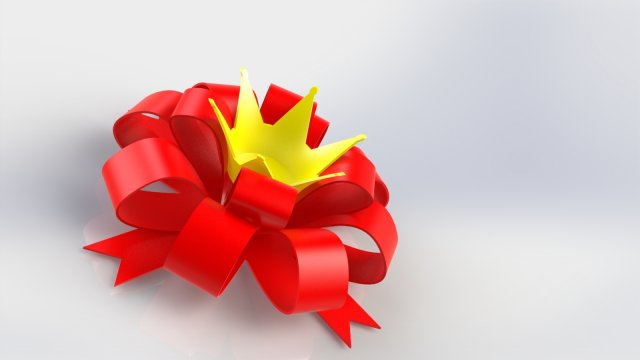 ribbon bow with crown 3d print ready Modelo de impresión 3D .c4d .max .obj .3ds .fbx .stl .blend 