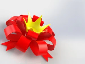 fiocco in nastro con corona pronto per la stampa 3d Modello di stampa 3D