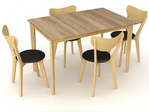 hygena merrick oak table and 6 faux leather chairs Modelo 3D
