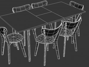 hygena merrick oak table and 6 faux leather chairs Modelo 3D