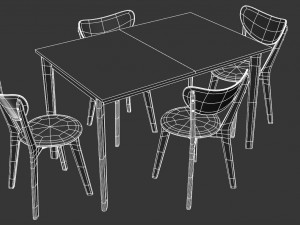 hygena merrick oak table and 6 faux leather chairs Modelo 3D
