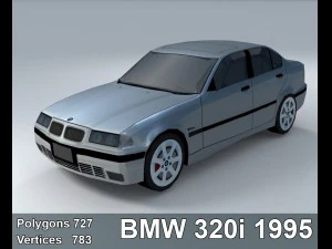 bmw 320i 1995 lowpoly Modèle 3D