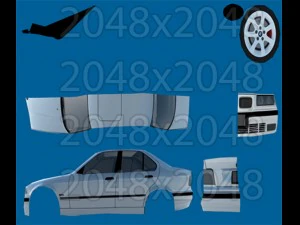 bmw 320i 1995 lowpoly 3D Model