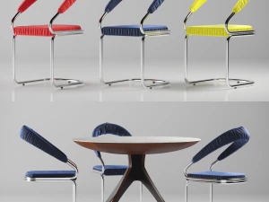 table and chair with upholstery 3D Model