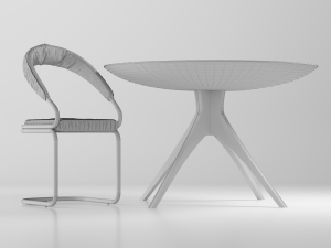 table and chair with upholstery 3D Model