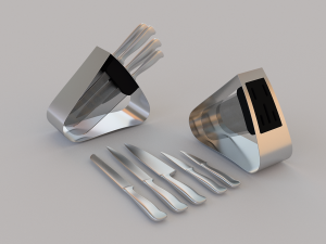 kitchen knives set with holder Model 3D