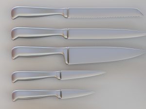 kitchen knives set with holder Model 3D