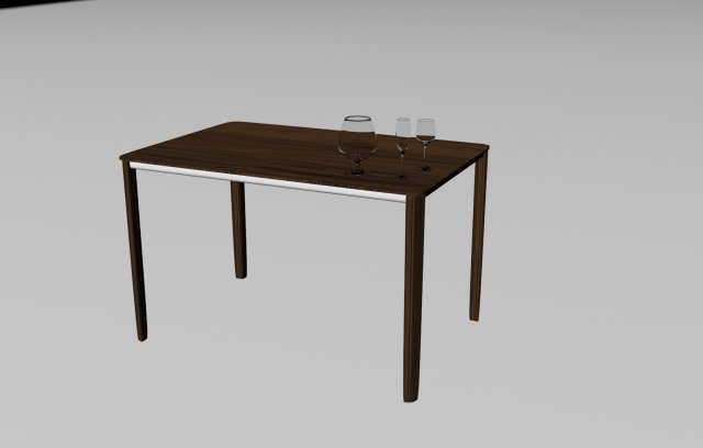 set of glasses rectangular dining table 3D Model .c4d .max .obj .3ds .fbx .stl .blend 