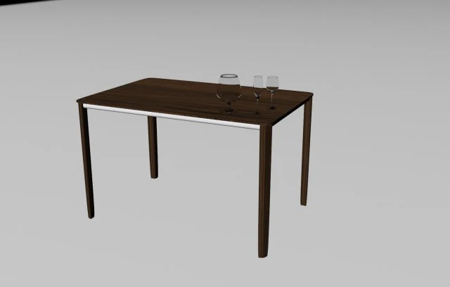 set of glasses rectangular dining table 3D Model .c4d .max .obj .3ds .fbx .stl .blend 