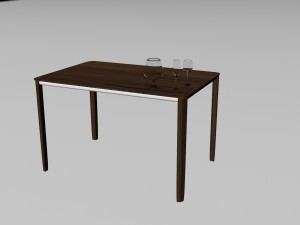 set of glasses rectangular dining table Modèle 3D