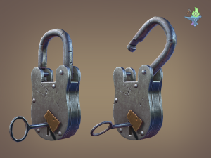 medieval padlock Modelo 3D