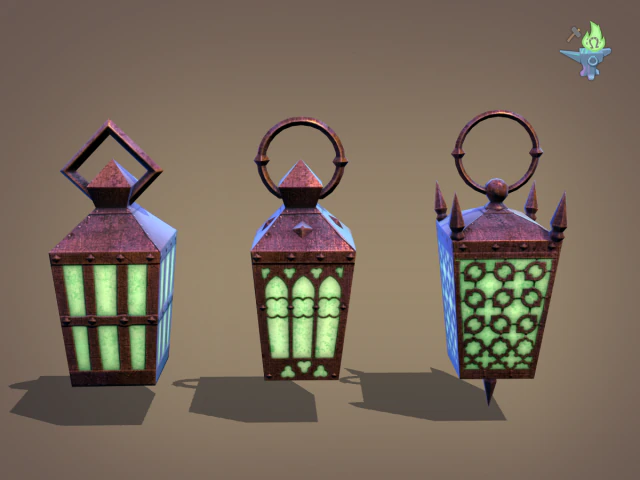 6 hand lanterns 3D Model .c4d .max .obj .3ds .fbx .stl .blend 