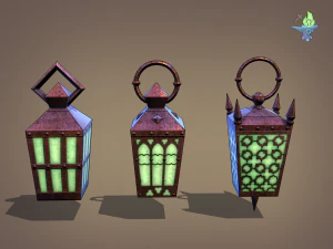 6 hand lanterns 3D Model