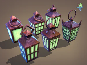 6 hand lanterns 3D Model